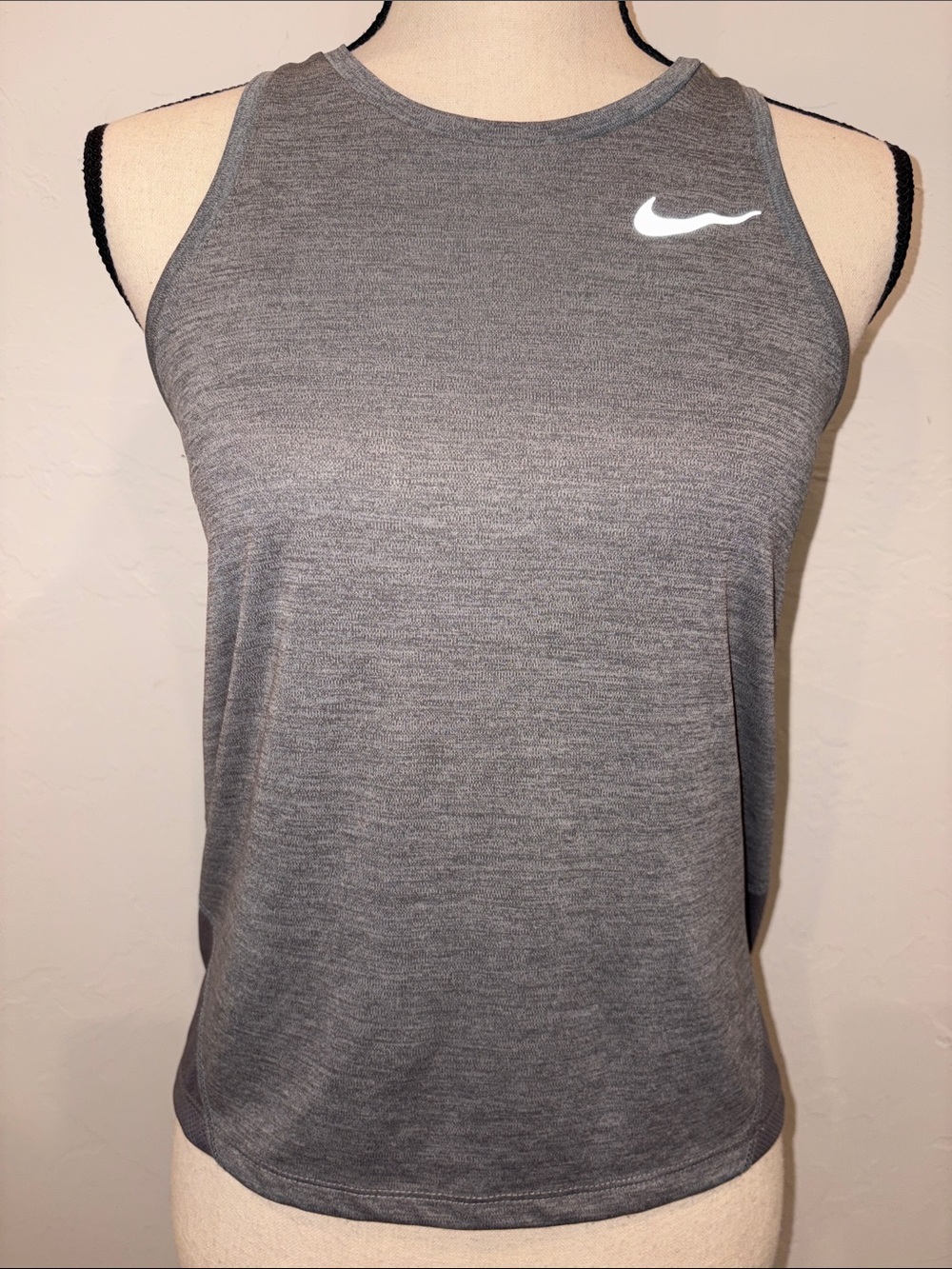 Nike Men’s Gray Athletic Swim Tank with White Swoosh